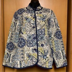 Blue Paisley Patchwork Quilted Reversible Jacket Women Boho Cottagecore Sz M